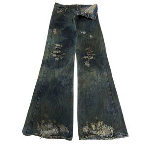 Alchemist Miami Distressed Wide Leg Jeans in Blue